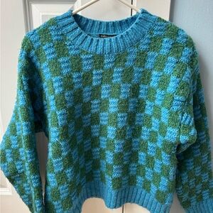 Blue and Green Checkered Sweater